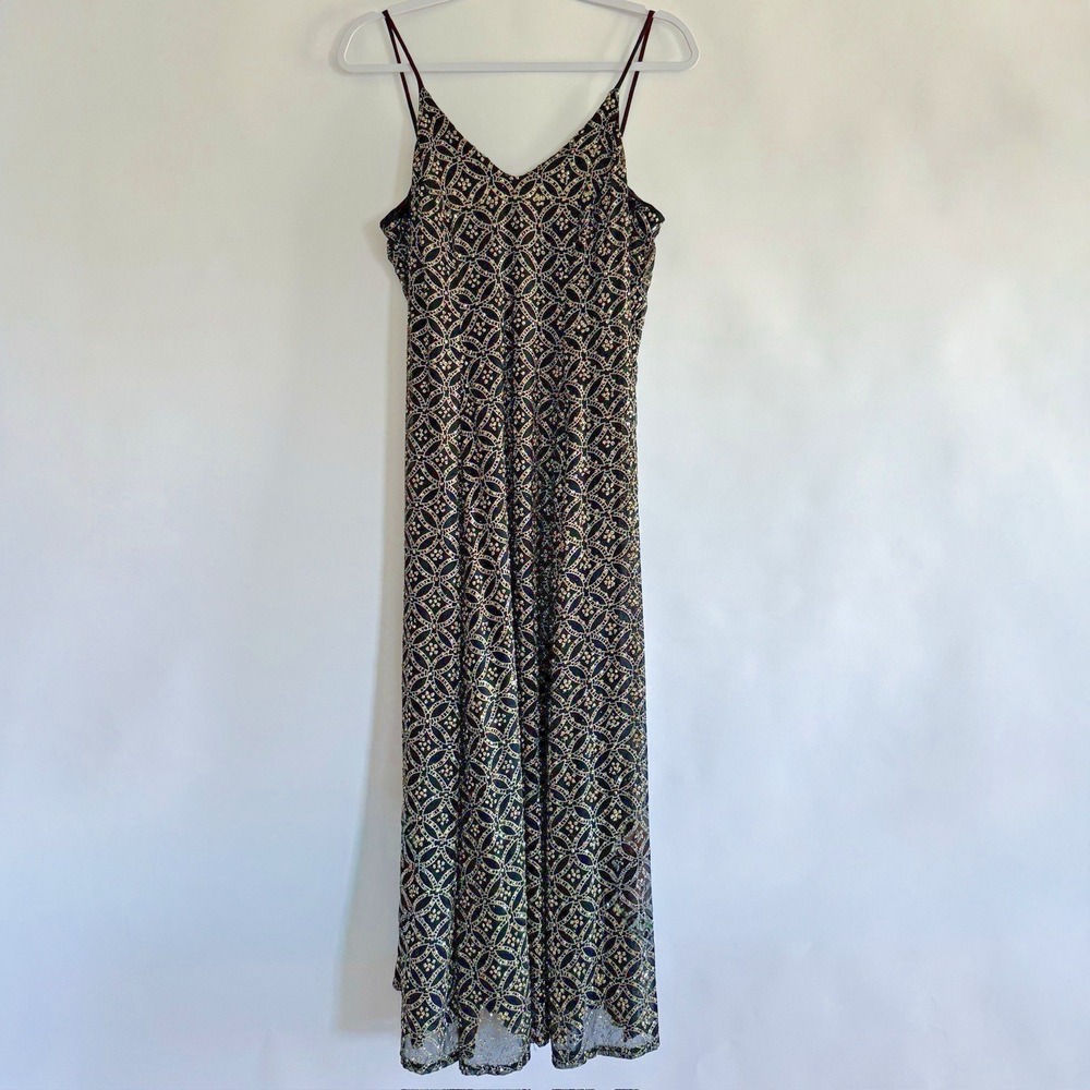 Vintage Betsey Johnson Luxe Slip Dress Sm Black Celestial Whimsigoth 90s Y2k